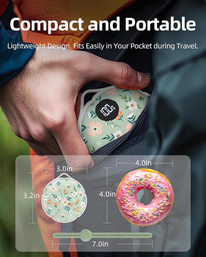 FrSara Rechargeable Hand Warmer, Electric Hand Warmer Hangable w/ 4000mAh Last 10 Hours, 3-Level Heat, Strip, Light, Display, Stocking Stuffers Gift for Camping Skiing Raynauds & Christmas - Image 5